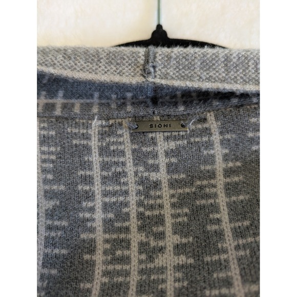 Sioni Cardigan Womens XL Open Front Soft Knit Sweater Gray White Preppy City - Picture 7 of 11